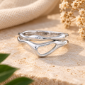 Handmade 925 Sterling Silver Wave Ring – Chunky Ocean-Inspired Boho Statement Jewelry