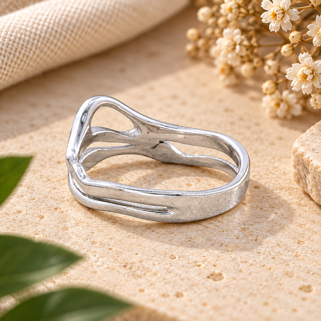 Handmade 925 Sterling Silver Wave Ring – Chunky Ocean-Inspired Boho Statement Jewelry