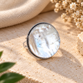 Handmade 925 Sterling Silver Mother of Pearl Oval Ring – Iridescent Statement Filigree Jewelry