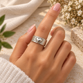 Handmade 925 Sterling Silver Hammered Heart Ring – Wide Band Romantic Statement Jewelry