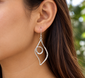 Handmade 925 Sterling Silver Hammered Geometric Spiral Dangle Earrings – Abstract Boho Statement Jewelry