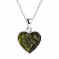 Raw Moldavite Heart Pendant – 925 Sterling Silver Natural Green Tektite Necklace