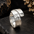 925 Sterling Silver Hammered Wrap Ring – Adjustable Boho Statement Jewelry