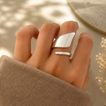 925 Sterling Silver Abstract Geometric Wrap Ring – Adjustable Wide Band